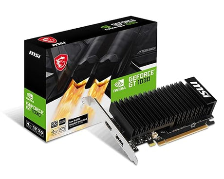 MSI Gaming GeForce GT 1030 4GHD4 LP OC Low Profile Graphics Card (Boost Clock: 1430 MHz, Memory Speed: 2100 MHz, 4GB DDR4, 64-bit, DP/HDMI)