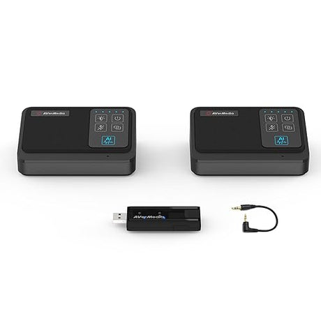 AVerMedia Conference Room Microphone, Microphone Wireless Expansion Kit, External Microphone for Laptop, Portable Mic with AI Noise Reduction &360° Voice Pickup - AW111