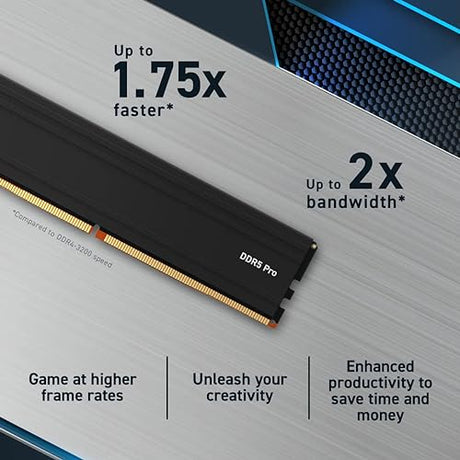 Crucial Pro RAM 96GB Kit (2x48GB) DDR5 5600MT/s (or 5200MT/s or 4800MT/s) Desktop Memory CP2K48G56C46U5 96GB Kit (2x48GB) with Heat Spreader