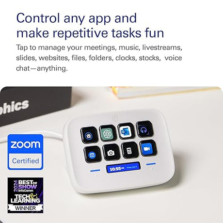 Elgato Stream Deck Neo – 8 Customizable Keys, 2 Touch Points, Speed Through Tasks & Workflows - Control Word, Excel, PowerPoint, Teams, Zoom, Spotify and more, Drag-’n-Drop Setup - Works with Mac & PC