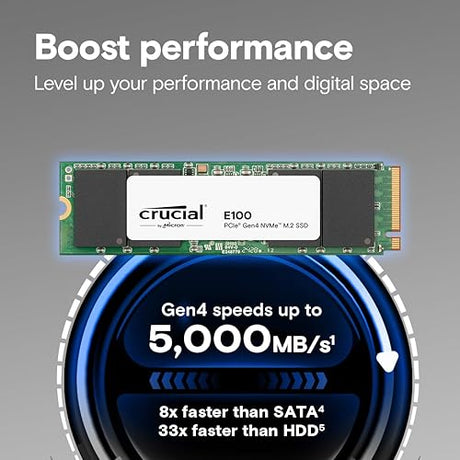 Crucial E100 1TB PCIe 4.0 Gen4 2280 NVMe M.2 SSD - CT1000E100SSD8