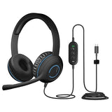 Cyber Acoustics USB-C Stereo Headset (AC-5014) – Durable, Crisp, and Clear Communication in Classrooms and at Home; in-Line Controls for Volume and Mic Mute