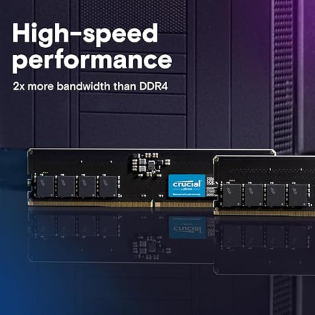 Crucial 64GB DDR5 RAM 5600MHz (or 5200MHz or 4800MHz) Desktop Memory, UDIMM 288-Pin, Compatible with Latest Intel Core Ultra and AMD Ryzen 8000 & Above – CT64G56C46U5