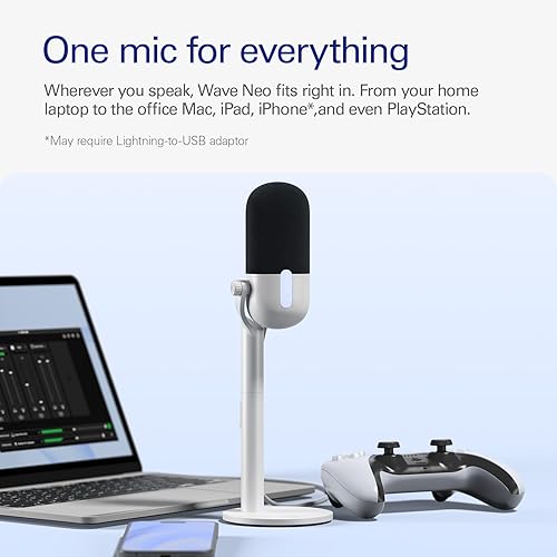 Elgato Wave Neo – USB Condenser Microphone, Tap to Mute, for Gaming, Streaming, Meetings, Voice Recording on Teams/Zoom/OBS/Twitch/YouTube & more, Plug-’n-Play, Works on Laptop, PC, Mac, iPad, iPhone