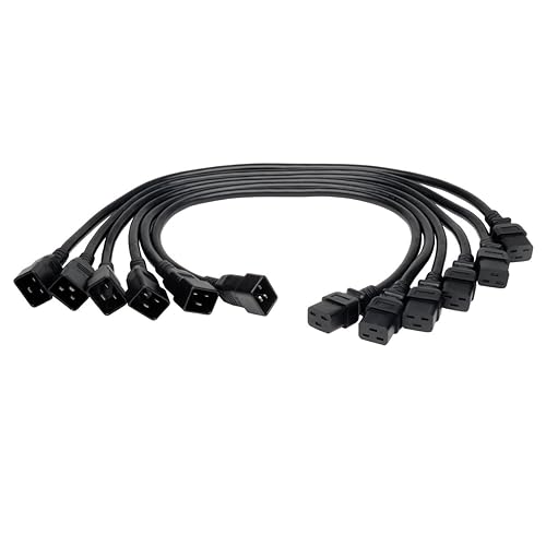 Tripp Lite Heavy-Duty Computer Power Extension Cord 6-pack, 20A, 12AWG (IEC-320-C19 to IEC-320-C20) 2-ft.(P036-002-6)