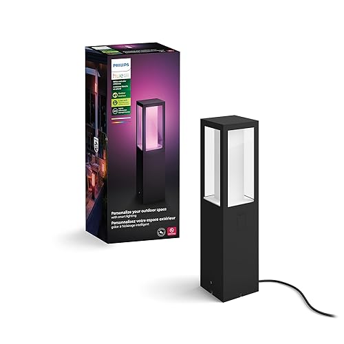 Philips Hue Impress Outdoor Pedestal Light (Low-Volt), (400 x 100 mm) White & Color Light, Voice Control with Alexa, Apple Home & Google Assistant, Bridge Required?
