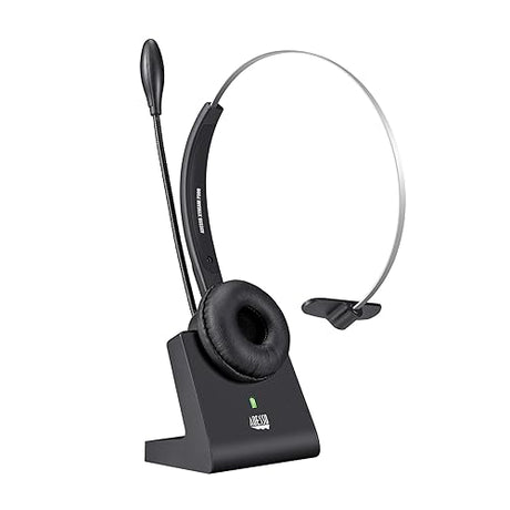 ADESSO Xtream P300 Bluetooth Single Ear Headset with Charging Dock 14 Hour Talk Time Wireless Office Headphone
