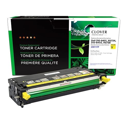 Clover Remanufactured Toner Cartridge for Dell 310-8401, XG724, 310-8402, XG728, 310-8098, XG724, 310-8099, XG728 | Yellow Dell 3115 Yellow