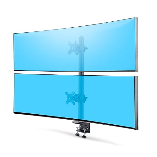 StarTech.com Desk Mount for 2X Vertically Stacked Monitors, Dual 49, Total 70lb (32kg), C-Clamp, VESA, 16:9/32:9, TAA