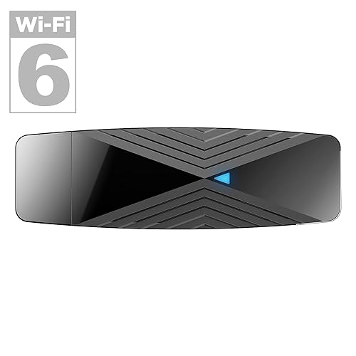 D-Link AX1800 Wi-Fi 6 USB 3.0 Adapter, WiFi Adapter for PC or Laptop, Update Your WiFi to Next Gen 802.11ax, Includes USB 3.0 dongle, WPA3 Encryption, Windows 10/11 (DWA-X1850), Black WiFi 6 AX1800 USB