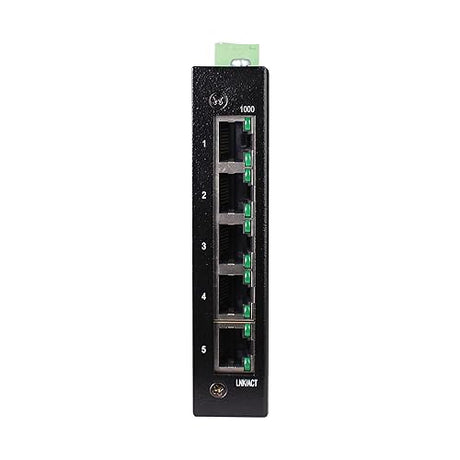 Tripp Lite 5-Port Industrial Gigabit Ethernet Switch with Ethernet/IP Quality of Service (EIP QoS), Unmanaged, DIN Rail & Wall Mounting, -40° to 75°C Temperature Range, 3-Year Warranty (NGI-U05E) Unmanaged 5-Port EIP QoS