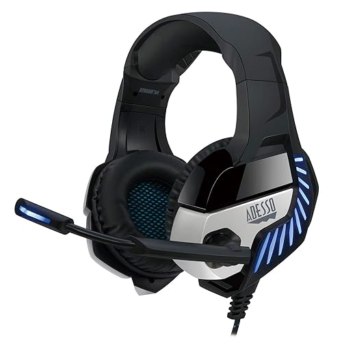 Adesso Xtream G4-7.1 Surround-Sound Gaming Headset with Noise Cancelling Microphone and LED Lighting for PC, PS4, Xbox, Nintendo Switch, and Laptops