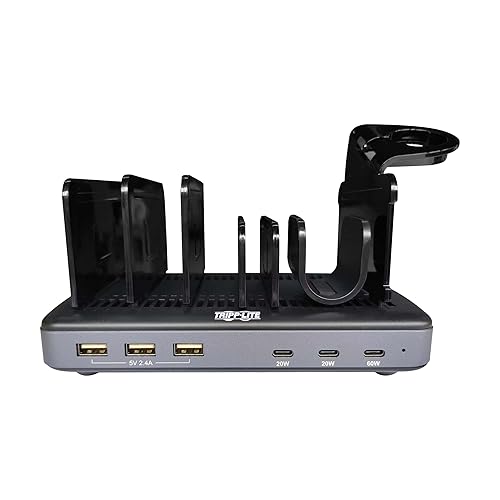 Tripp Lite 6-Port USB Charging Station, 3 USB-C Ports & 3 USB-A Ports, 5V 2.4A Charging - Phone, Tablet, Apple Watch & More Device Storage Space - 1-Year Warranty (U280-006-C3A-ST) 3 USB-A + 3 USB-C