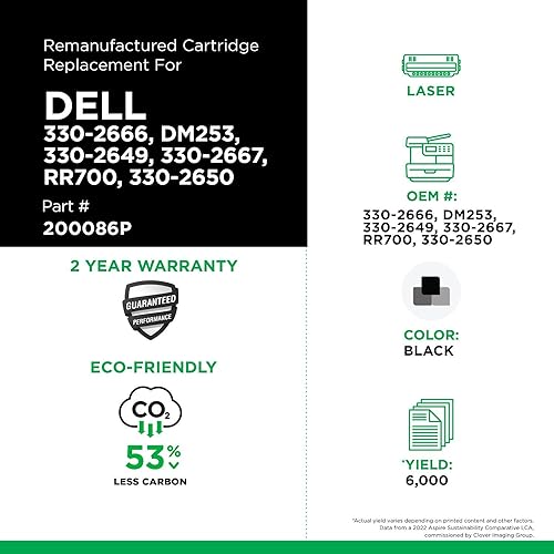 CIG 200086P Remanufactured High Yield Toner Cartridge for Dell 2330 Dell 2330 Black