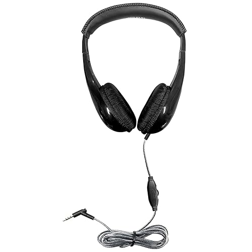 HamiltonBuhl Motive8 Mid-Sized Multimedia Headphone with in-line Volume Control, Black