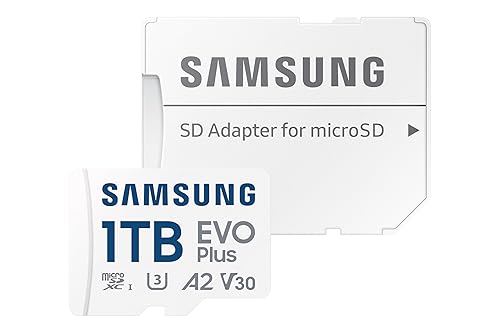 SAMSUNG EVO Plus microSD Memory Card + Adapter, 1TB Micro SDXC, Up to 160MB/s, UHS I, C10, U3, V30, A2, for Gaming Devices, Android Tablets and Smartphones, Memory Card, MB-MC1T0SA/CA [Canada Version]