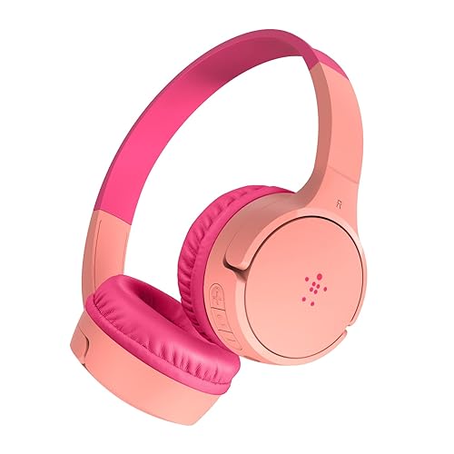 Belkin SoundForm Mini - Wireless Bluetooth Headphones For Kids with Built In Microphone - On-Ear Earphones for iPhone, iPad, Fire Tablet & more - Pink Pink Headphones