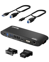 Plugable USB 3.0 Universal Docking Station for Windows, macOS, ChromeOS (Dual HDMI Monitors or DVI/VGA, Gigabit Ethernet, Audio, 6 USB Ports)