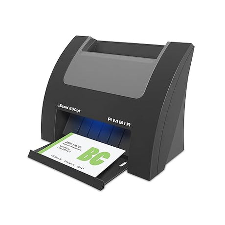 Ambir nScan 690gt High-Speed Vertical Card Scanner with AmbirScan Business Card for Windows PC Include Business Card Software License