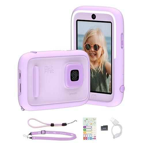 New AI Editor Camera for Kids myFirst Camera 50 Kids' Digital Camera 20MP Photos 1080P Video, Front & Selfie Lens Christmas Birthday Gifts for Boys & Girls Ages 4-15 Portable Travel Camera (Purple)