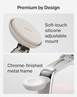 Belkin MagSafe Charger Compatible, 3-in-1 Qi2 Wireless Charging Dock 25W, Adjustable Wireless Charger for iPhone 17, Apple Watch, AirPods, Desktop Phone Stand for Travel w/ 45W Adapter - Sand