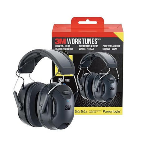 3M WorkTunes Connect + Solar Wireless Hearing Protector with Bluetooth Technology, Bluetooth Hearing Protection with a 26 dB Noise Reduction Rating