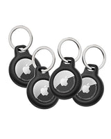 Belkin Apple AirTag Secure Holder with Key Ring - Durable Scratch Resistant Case with Open Face & Raised Edges - Protective AirTag Keychain Accessory for Keys, Pets, Luggage, Backpacks - 4-Pack Black