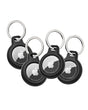 Belkin Apple AirTag Secure Holder with Key Ring - Durable Scratch Resistant Case with Open Face & Raised Edges - Protective AirTag Keychain Accessory for Keys, Pets, Luggage, Backpacks - 4-Pack Black