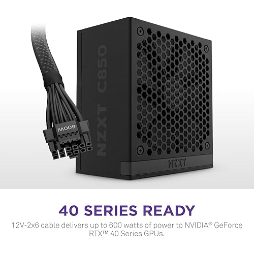 NZXT C850 Gold ATX 3.1 - Fully Modular Low-Noise PC Gaming Power Supply - 850 Watts - 80 Plus Gold - 12V-2x6 Connector - Zero Fan Mode - 100% Japanese Capacitors - Black C Series ATX 3.1 Black 850W Gold