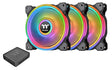 Thermaltake Riing Quad 140mm 16.8 Million RGB Color (Alexa, Razer Chroma) Software Enabled 4 Light Rings 54 Addressable LED 9 Blades Hydraulic Bearing Case/Radiator Fan, 3 Pack, CL-F089-PL14SW-B