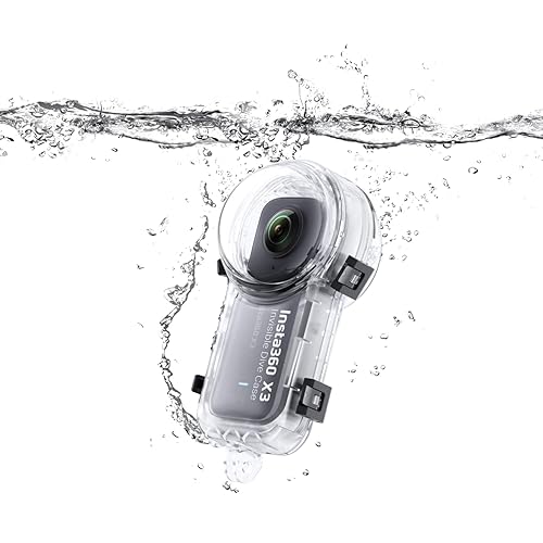 Insta360 X3 Black Underwater Camera Case, Polycarbonate (PC) & Acrylonitrile Butadiene Styrene (ABS), Waterproof to 50m, 131g, 3.3 x 3.3 x 6.1, Underwater Camera Mount