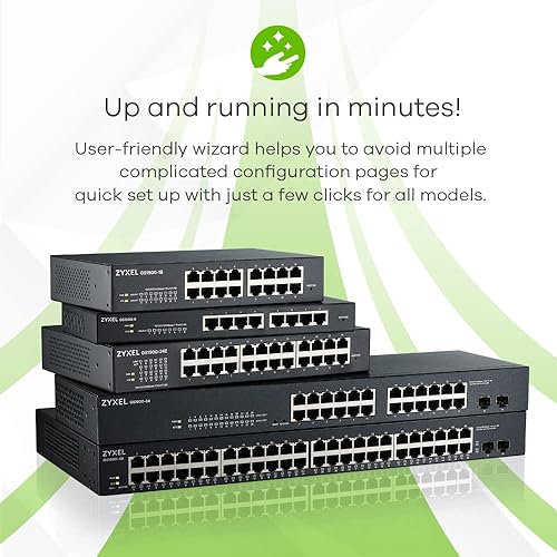 ZYXEL 26-Port PoE Switch Gigabit Ethernet Smart (GS1900-24HPV2) - Managed, with 24x PoE+ @ 170W, 2X SFP, Rackmount, Limited Lifetime Protection 26 Port | 24x POE+ 170W | 2x SFP