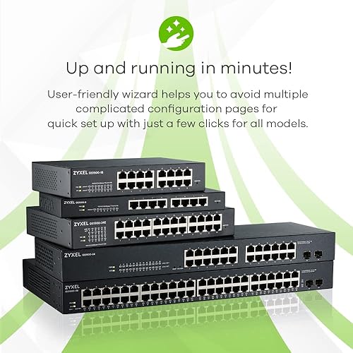 Zyxel 48-Port Gigabit Switch | Smart Managed | Rackmount with 2 SFP Ports | VLAN, IGMP, QoS GS1900-48