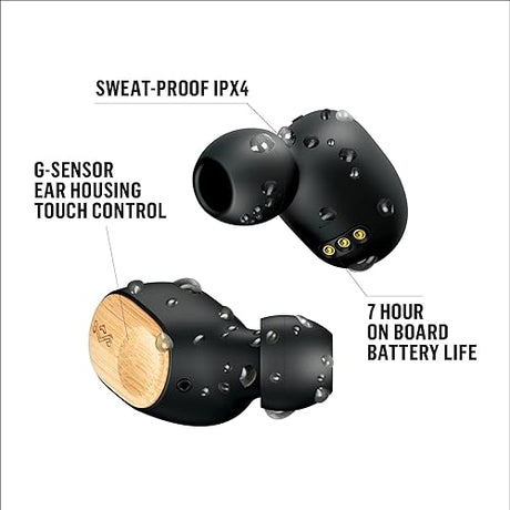 House of Marley Liberate Air: True Wireless Earbuds with Microphone, Bluetooth Connectivity, 32 Hours Total Playtime, and Sustainable Materials