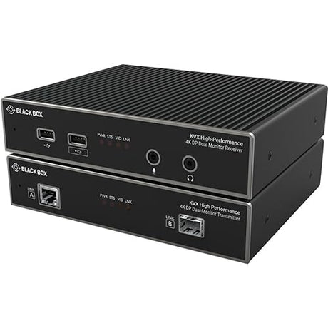Black Box Network Services KVXHP-200 Kvm Extender Over Catx/fiber - Dual-monitor 4k Displayport Usb 2.0 Hub Serial