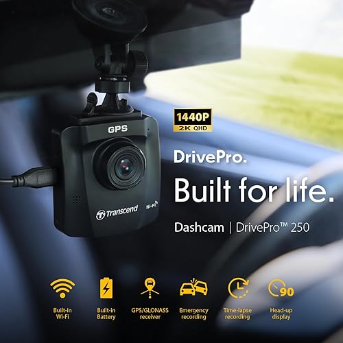 Transcend Dashcam DrivePro 250 Car Video Recorder Dash Cam Full HD 64GB MicroSD