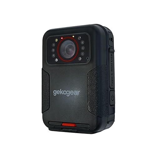 MyGekoGear Aegis 110 Body Cam 1080P Full HD 64GB Built-in Memory, Infrared Night Vision, IP65, 110° Wide-Angle Lens, Long Battery Life, Loop Recording for Security and Law Enforcement