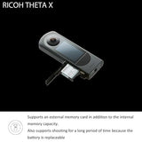 RICOH Theta X 360 Degree Camera, High Resolution Image of Approx 60M, 5.7K 360, Touch Screen, Interchageable Battery, External Memory Card