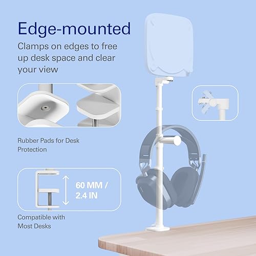 Elgato Clamp for Key Light Neo – Edge-Mounted Desk Stand, Adjustable Height & Tilt, Headset Holder, Clean White