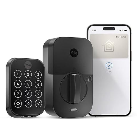 Yale Assure Lock 2 Plus Apple Home Keys, Black Keyless Entry Door Lock with Keypad for Code Entry Lock and Auto-Unlock (No Wi-Fi) Remote Access Requires Apple Home Hub via HomeKit, ?YRD450-N-BLE-BSP Black Suede No Wi-Fi