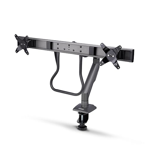 StarTech.com Desk Mount Dual Monitor Arm with Crossbar, Up to 27 Displays, Max 33lb/15kg, C-Clamp, Mechanical Spring, TAA