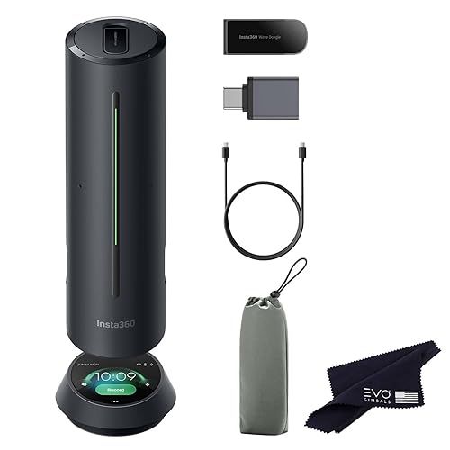 Insta360 Wave - Professional Speakerphone with AI Recording Suite,Voice Recorder, 8 Noise-Canceling Mics w/Beamforming, AI Transcript & Summary, 99 Languages, 32GB, Meetings, Podcasts, Livestreams