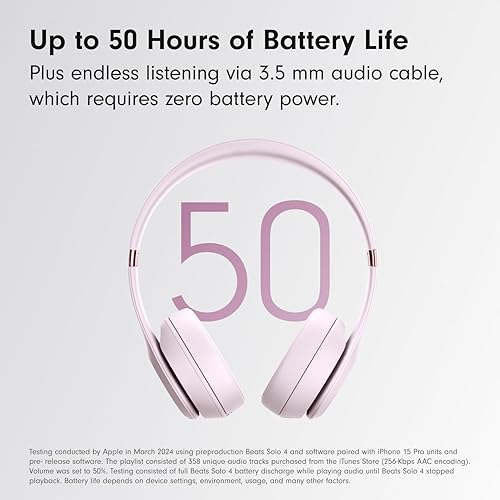 Beats Solo 4 - Wireless Bluetooth On-Ear Headphones, Apple & Android Compatible, Up to 50 Hours of Battery Life - Cloud Pink