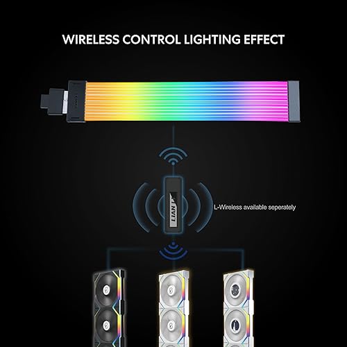 Lian Li Strimer Wireless 16 Pin - Addressable RGB Power Extension Cable with Wireless Control - 12 LED Strip - Wireless Controller NOT Included; a Controller is Required for use (PW16-121W)