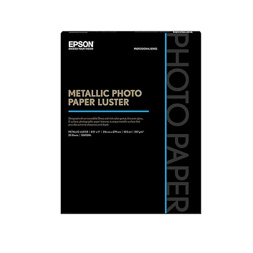 Epson Professional Media Metallic Luster Photo Paper, 10.5 Mil, 8.5 X 11, White, 25/Pack