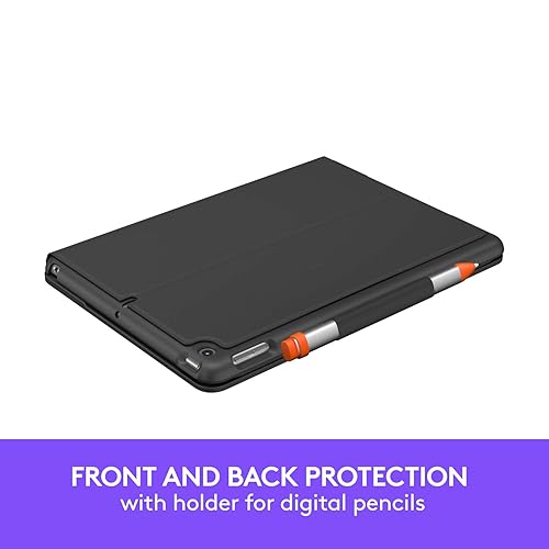 Logitech iPad (7th,8th and 9th generation) Keyboard Case | Slim Folio with Integrated Wireless Keyboard (Graphite)