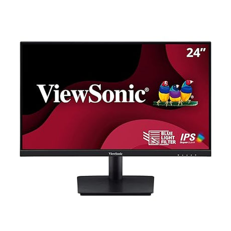 ViewSonic VA2409M 24 Inch Monitor 1080p IPS Panel with Adaptive Sync, Thin Bezels, HDMI, VGA, and Eye Care, Black 24-Inch IPS
