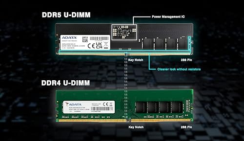 ADATA Premier DDR5 4800MHz 8GB UDIMM Memory RAM Module Single (AD5U48008G-S) 1x8GB 4800Mhz Black