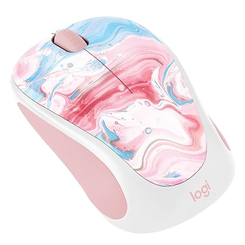 Logitech 910007055 Design Collection Limited Edition Wireless 3-Button Ambidextrous Mouse with Colorful Designs - Cotton Candy