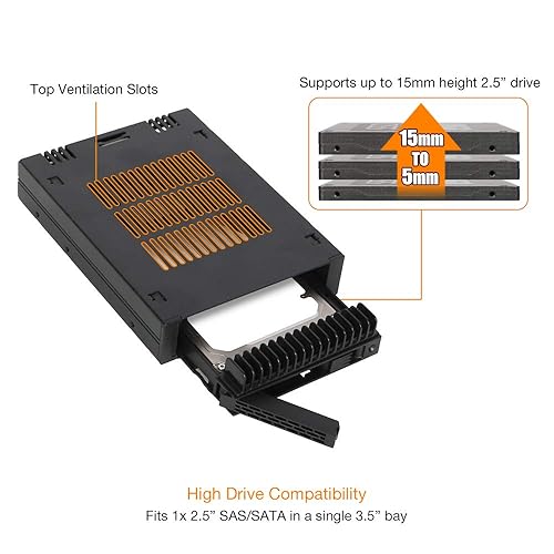 ICY DOCK 1x 2.5 SAS/SATA HDD/SSD Mobile Rack for External 3.5 Bay | ExpressCage MB741SP-B